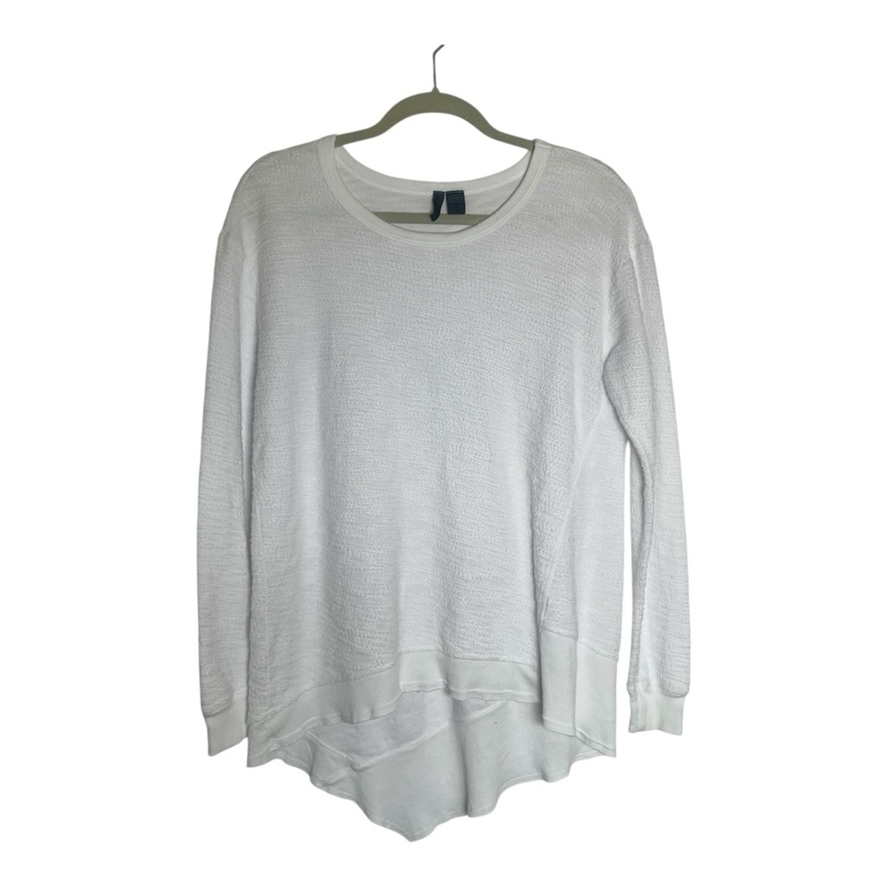 Left of Center, Anthropologie, White Long Sleeve Crewneck Knit Top, Size XS